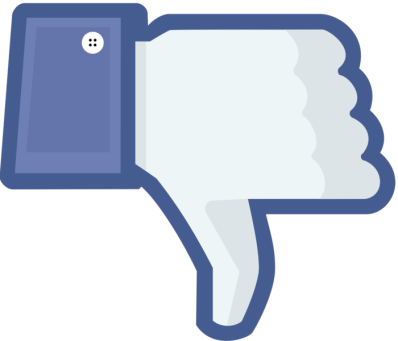 Détournement du logo "J'aime" de Facebook en "J'aime pas"